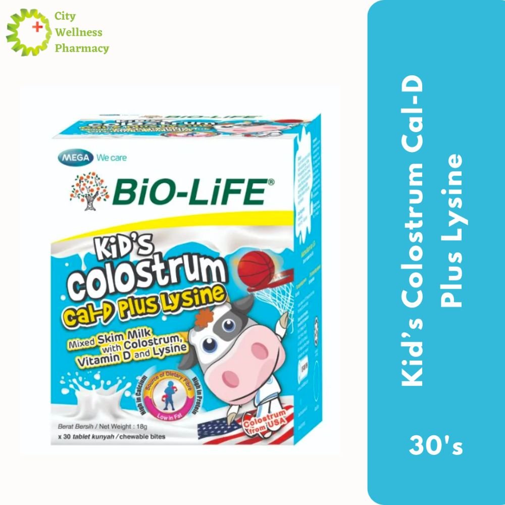 Bio-Life Mega Kid’s Colostrum Cal-D Plus Lysine Chewable 30'S