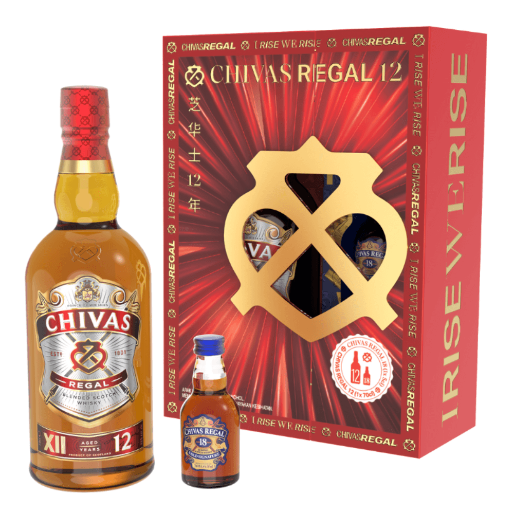 Chivas Regal 12 Year Old CNY 2025 Gift Set with Chivas 18 Miniature