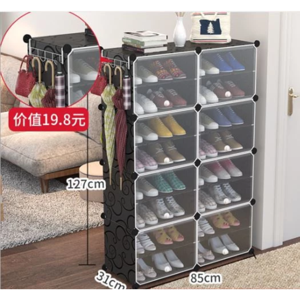 8-Layer Transparent Door Simple Shoe Cabinet