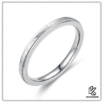 2mm Frosted Silver Slim Band Ring