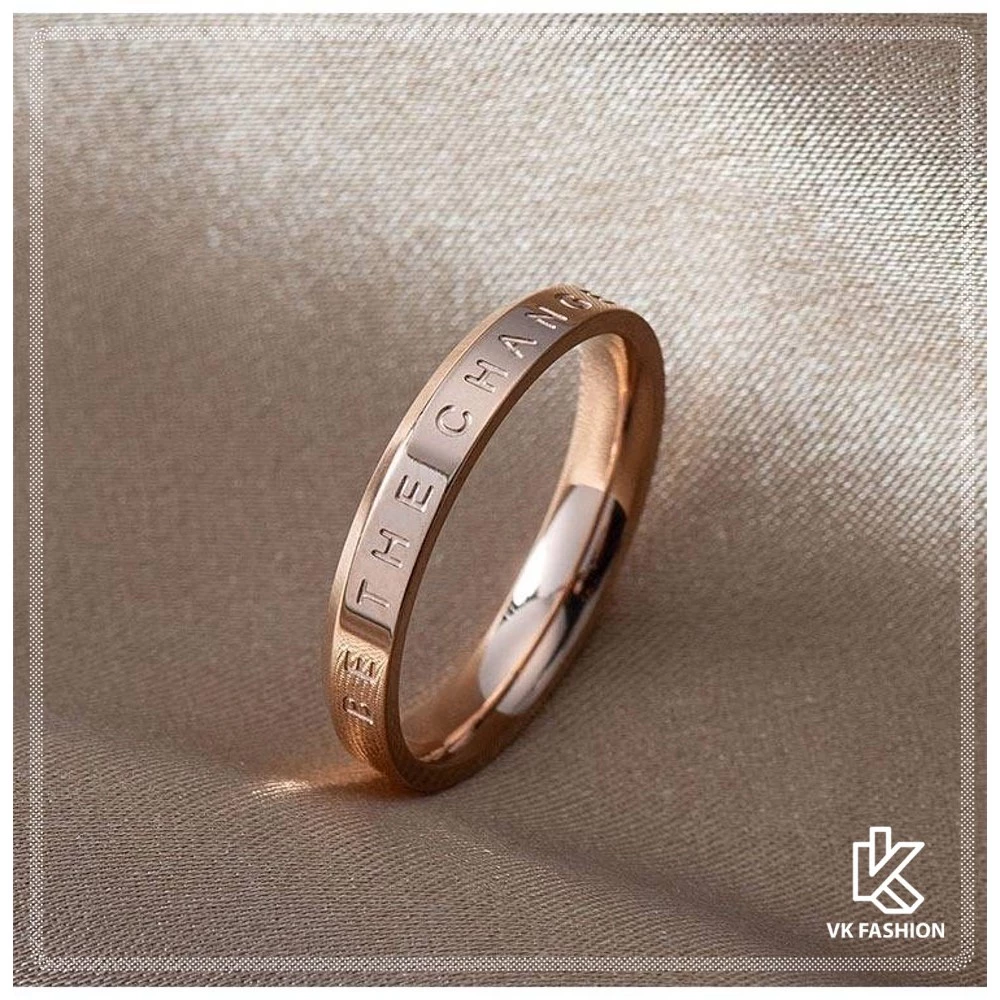 4mm Be The Change Rose Gold Engraved Ring
