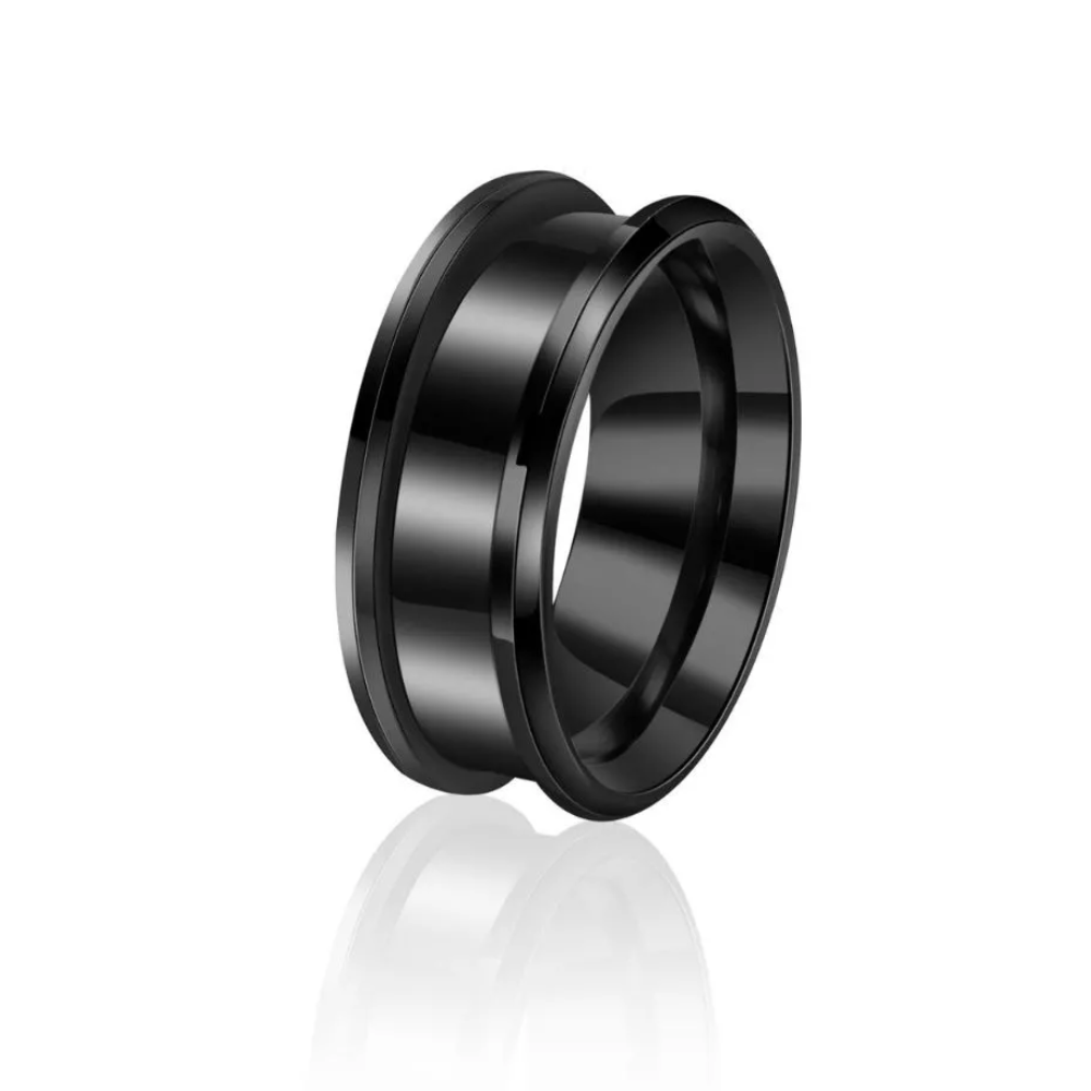 8mm Black Beveled Edge Ring