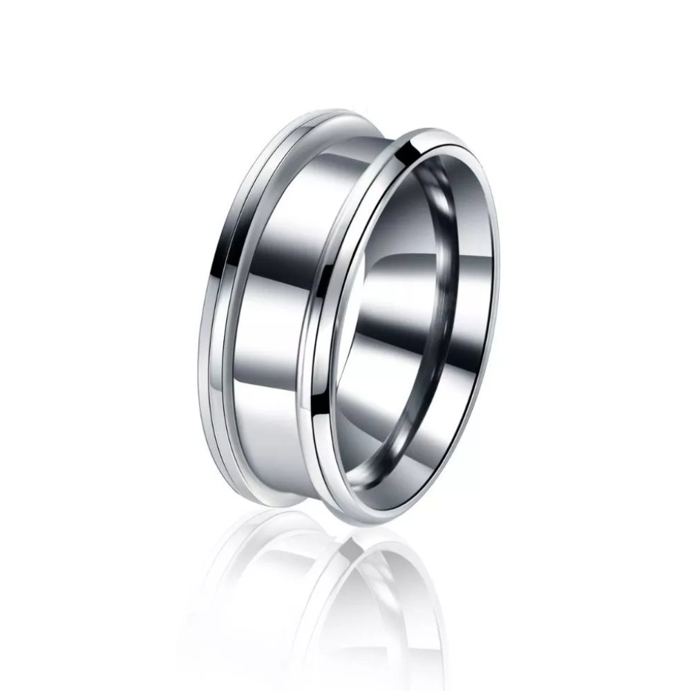 8mm Silver Beveled Edge Ring