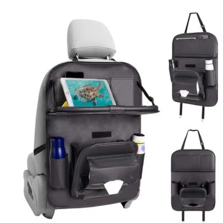 Multi-Pocket Leather Car Back Seat Organizer